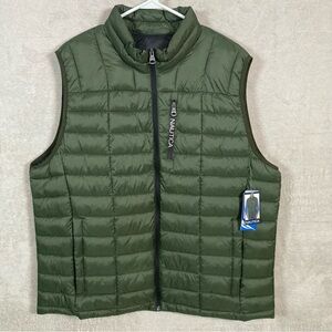 Nautica Lightweight Puffer Vest‎ Full Zip Pocket Mens Plus Sz XXL Dark Green NEW